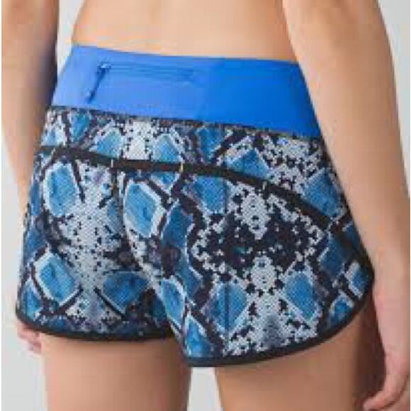 Lululemon Speed Short Mini Ziggy Snake Caspian Blue Pipe Dream Size 6 - Picture 1 of 10